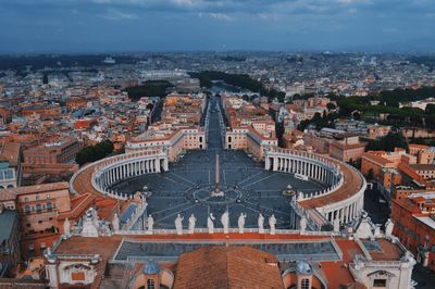 High angle view of buildings in city