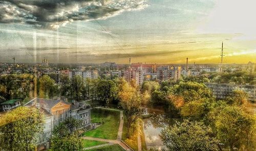 Cloudy sky over city