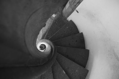 High angle view of spiral staircase