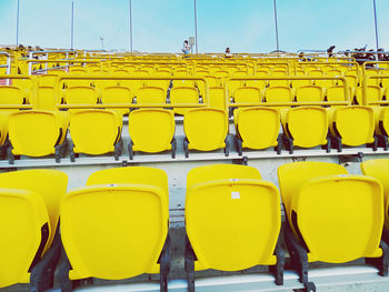 Empty chairs in row