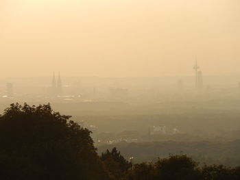 View of cityscape during foggy weather