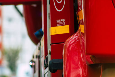 Close-up of red toy car