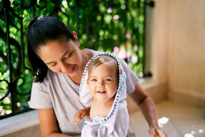 Portrait of mother and daughter