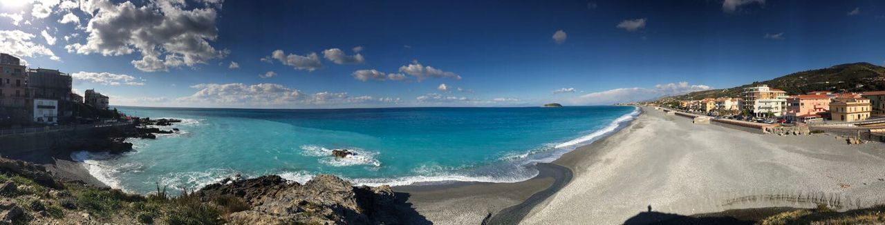 PANORAMIC VIEW OF BEACH AGAINST SKY