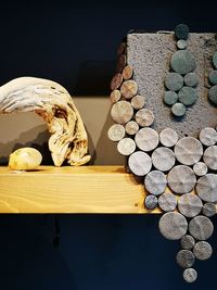 Stack of stones on table