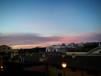 Buildings at sunset