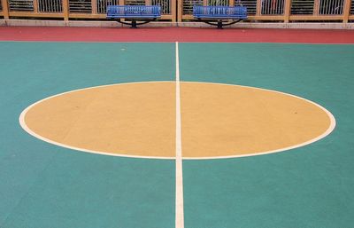 High angle view of tennis court