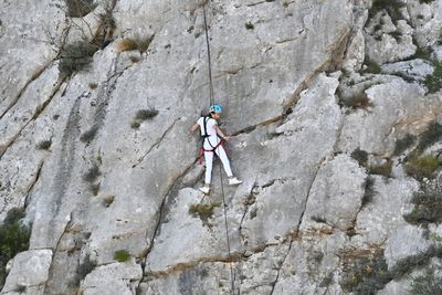 Full length of person on rock