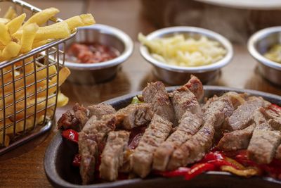 High angle view of food on table