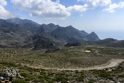 Scenic view of mountains against sky