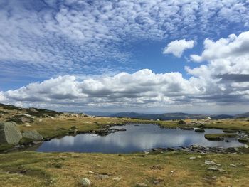 Scenic view of lake against sky