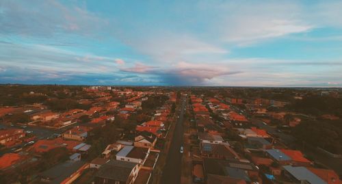 Aerial view of cityscape against sky