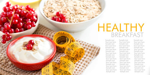 High angle view of breakfast on table