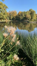 Scenic view of lake against sky