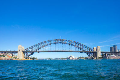Sydney harbour bridge against blue sky