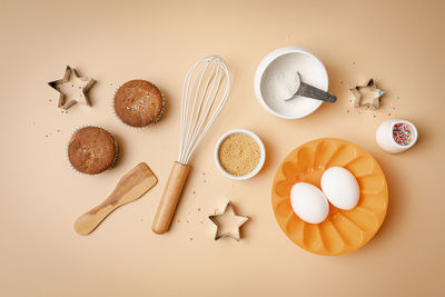 High angle view of food on table