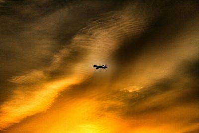 Low angle view of airplane flying in sky