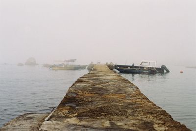 View of boats in harbor