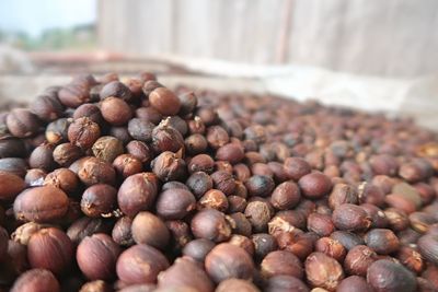 Close-up of coffee beans on table