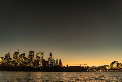 View of city at sunset