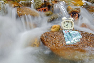 Close-up of water flowing through rocks