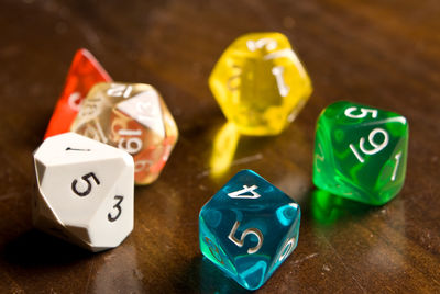 Close-up of toys on table