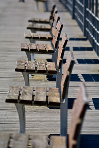 Close-up of wooden bench