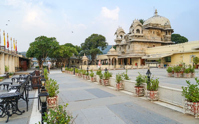 Jag mandir is a palace built on an island in the lake pichola.  udaipur, rajasthan, india