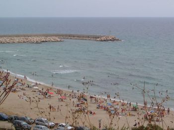 High angle view of beach against sky