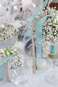 High angle view of flower on table