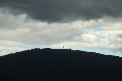 Low angle view of silhouette mountain against sky
