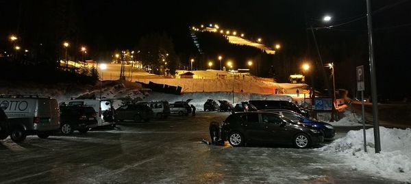 View of city at night