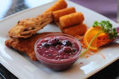 Detail shot of food in plate