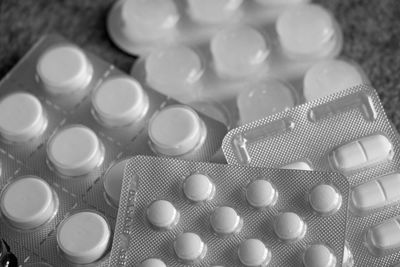 Close-up of pills in blister packs