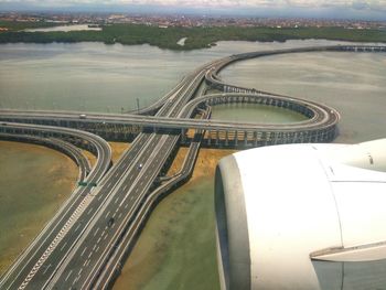 High angle view of bridge over road