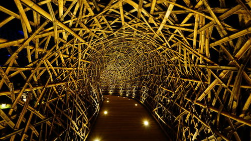 Illuminated staircase at night