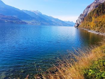 Scenic view of lake against mountains