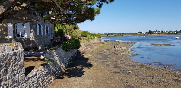 Scenic view of sea against clear sky