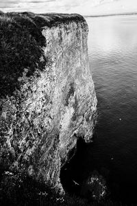 High angle view of rock formation in sea