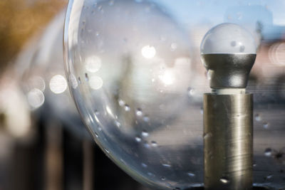 Close-up of water drops on glass