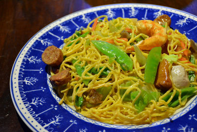 High angle view of meal served in bowl