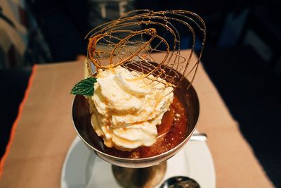 Close-up of dessert on table