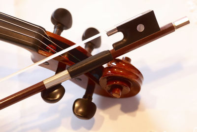 Close-up of musical instrument on table