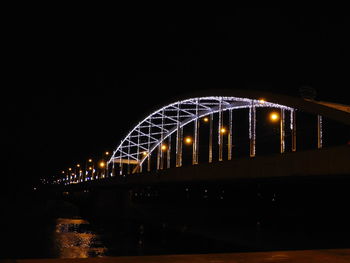 Bridge over river at night