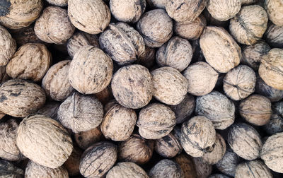 Full frame shot of walnut for sale at market
