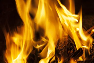Close-up of bonfire at night