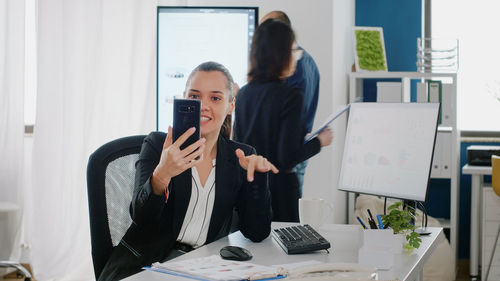 Businesswoman working at office