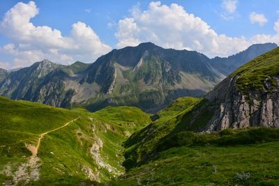 Scenic view of mountains against sky