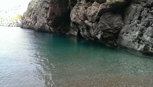 Rock formation in sea