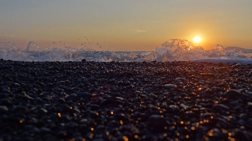 Scenic view of sea against sky during sunset